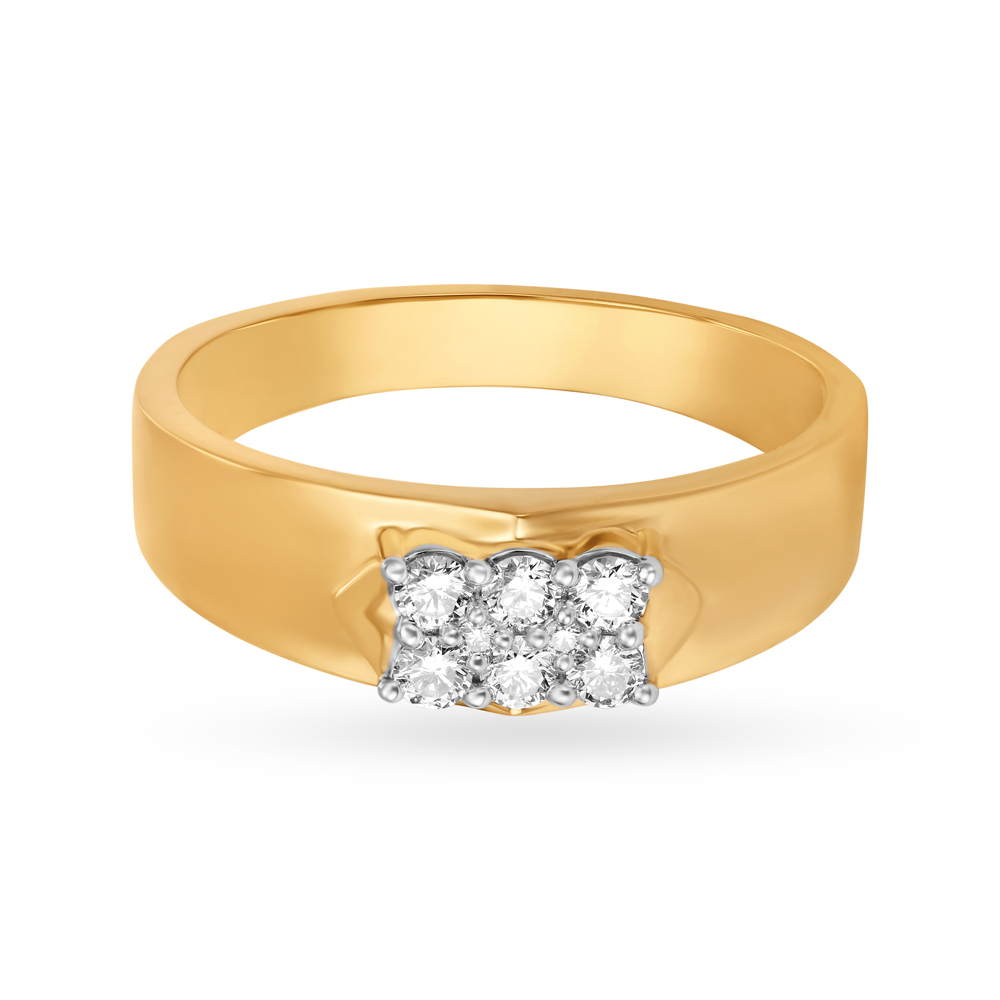 Petite Diamond and Gold Finger Ring for Men