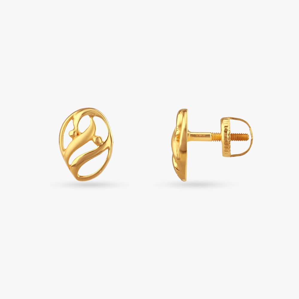 Twirl Oval Gold Stud Earrings,,hi-res image number null