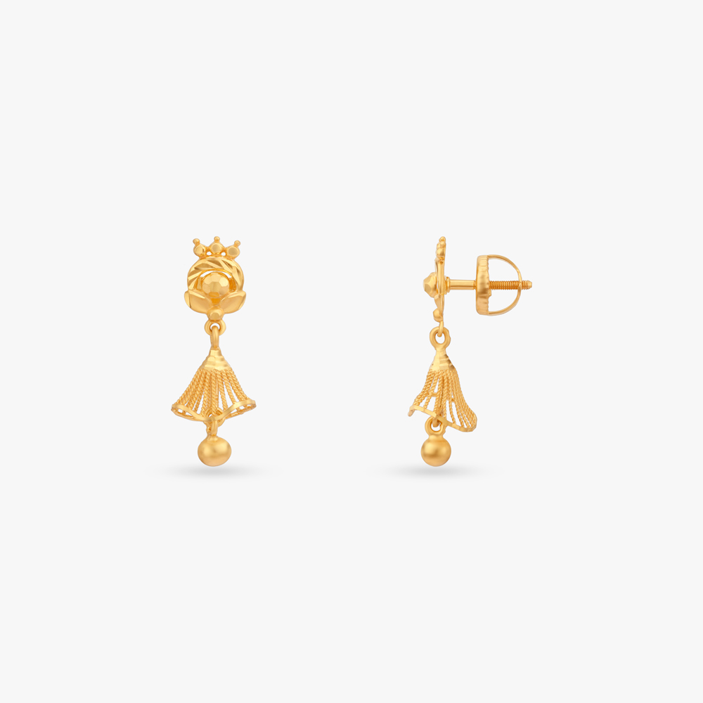 Royal Twirl Gold Jhumka Earrings for Kids,,hi-res image number null