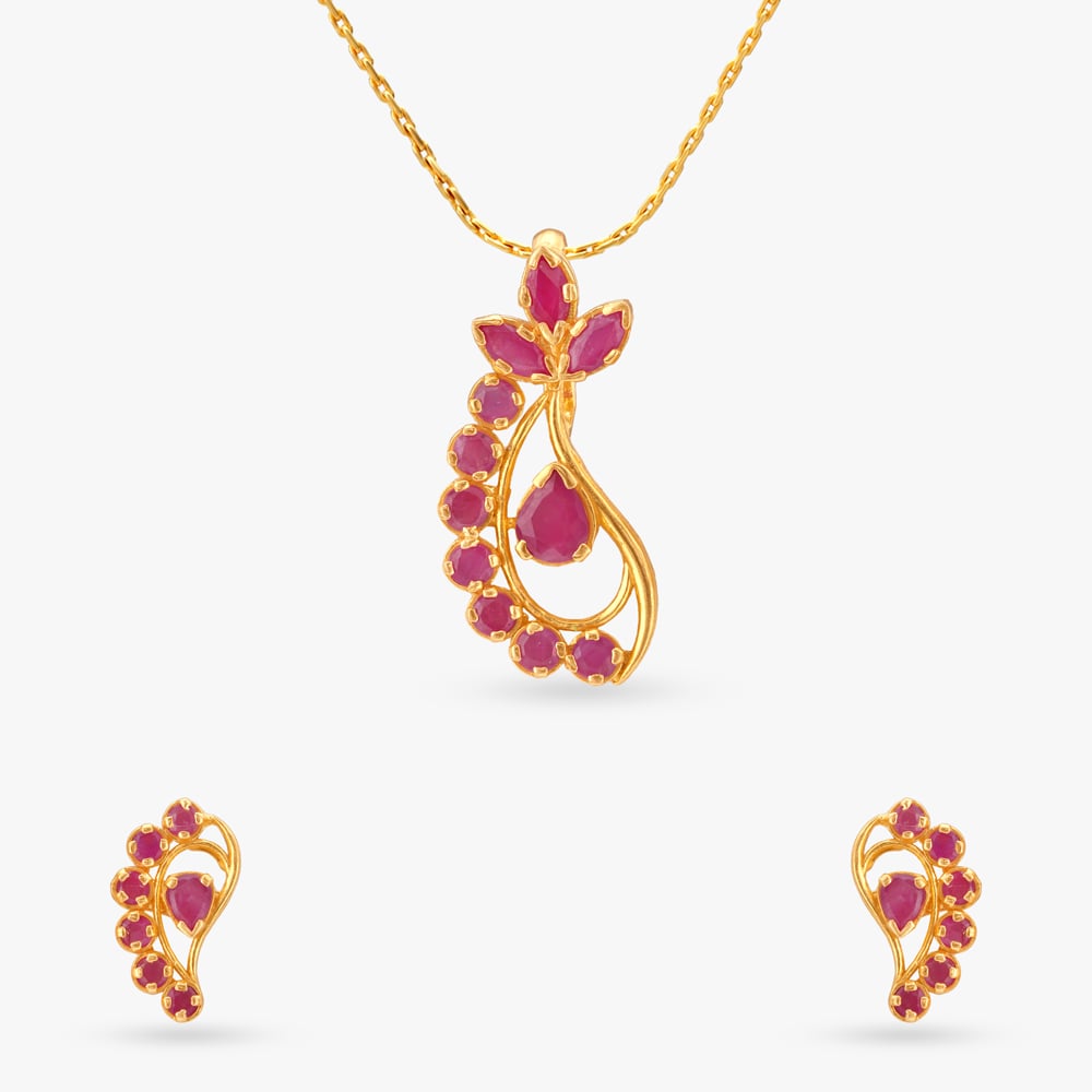 Love Flame Pendant and Earrings Set,,hi-res image number null