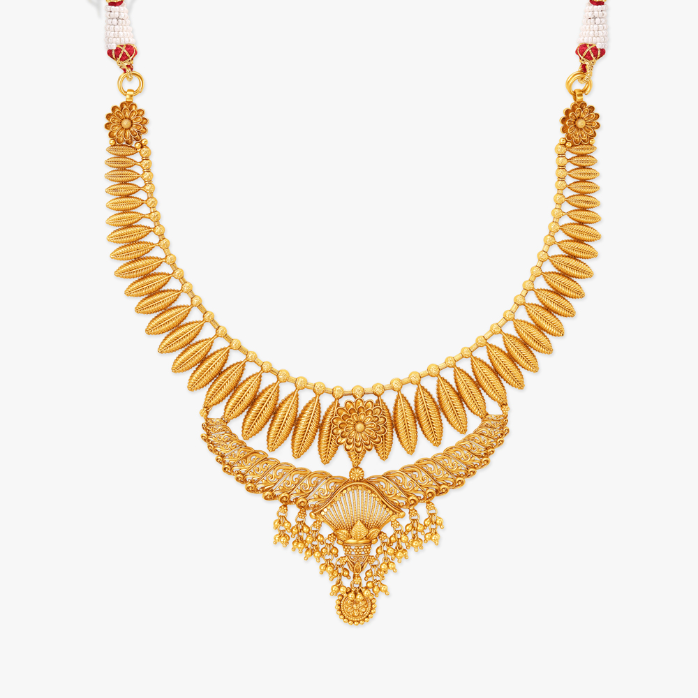 Splendid Leaf Gold Necklace Set,,hi-res image number null