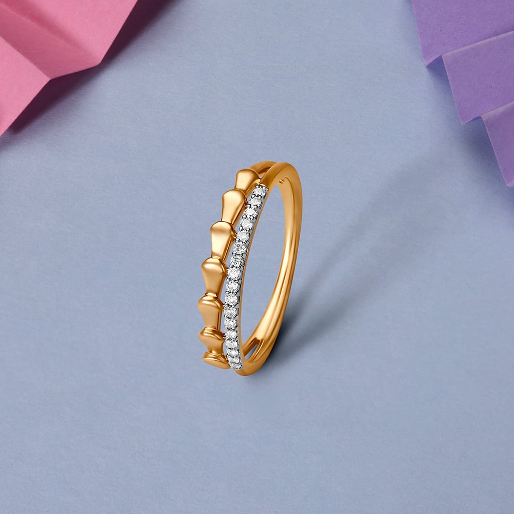 Enchanting 18 Karat Yellow Gold And Diamond Trail Finger Ring