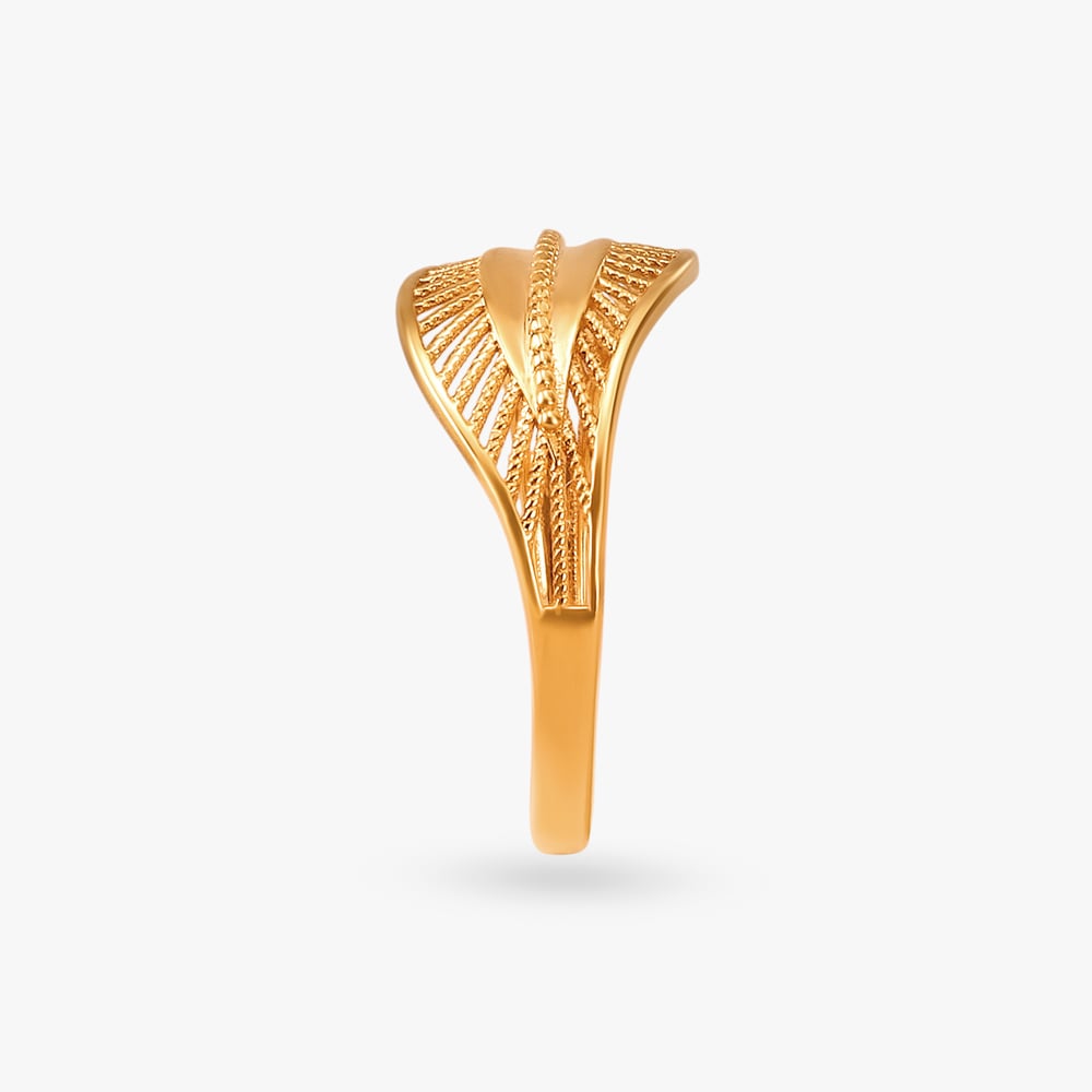 Artistic Leaf Gold Finger Ring,,hi-res image number null