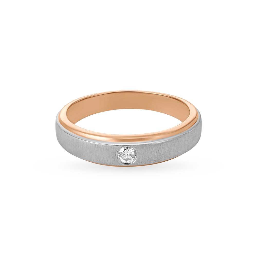 Sleek White and Rose Platinum Diamond Finger Ring,,hi-res image number null