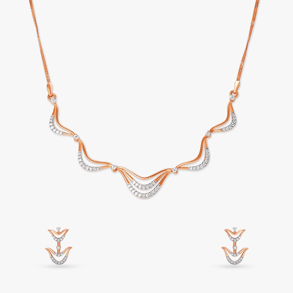 Wave Wonder Diamond Necklace Set,,hi-res image number null
