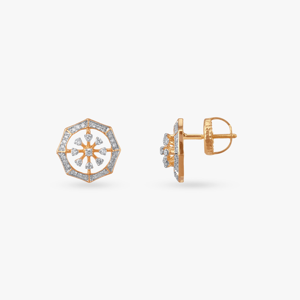Octagon Bloom Diamond Stud Earrings,,hi-res image number null