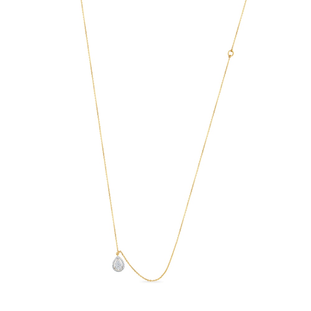 14KT Yellow Gold Drop Of Light Diamond Pendant With Chain,,hi-res image number null