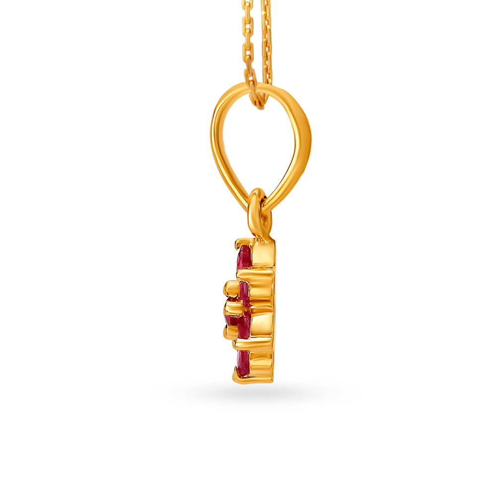 Dainty Ruby Floral Pendant,,hi-res image number null