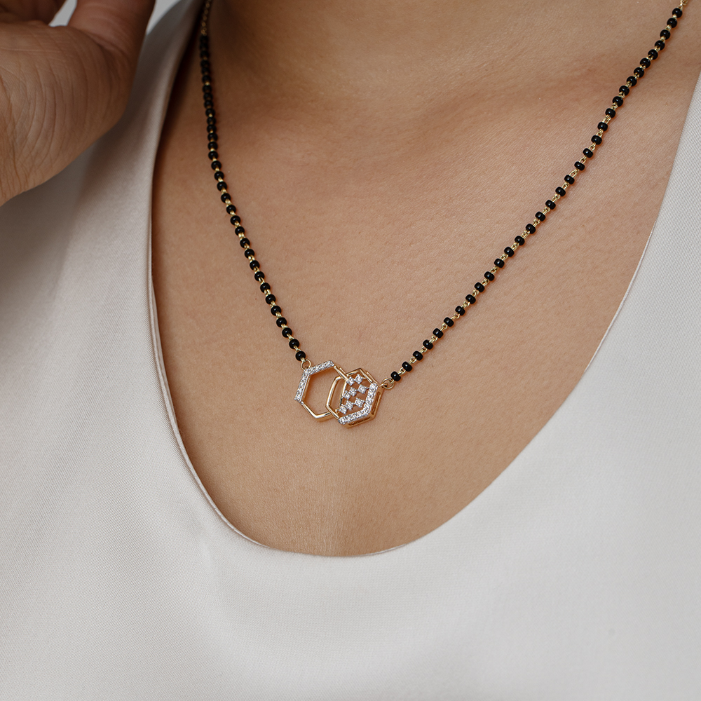 Hexagonal Glow Gold and Diamond Mangalsutra,,hi-res image number null