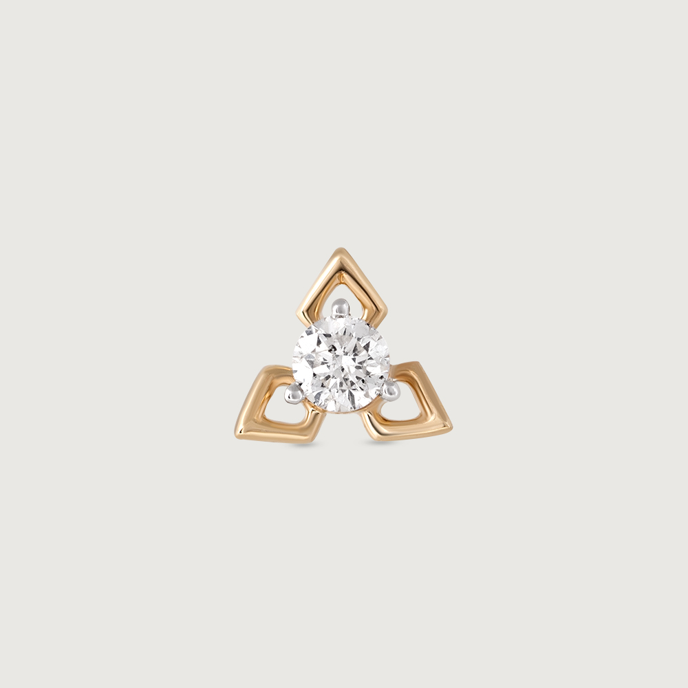 Triple Petal Gold and Diamond Nose Pin,,hi-res image number null