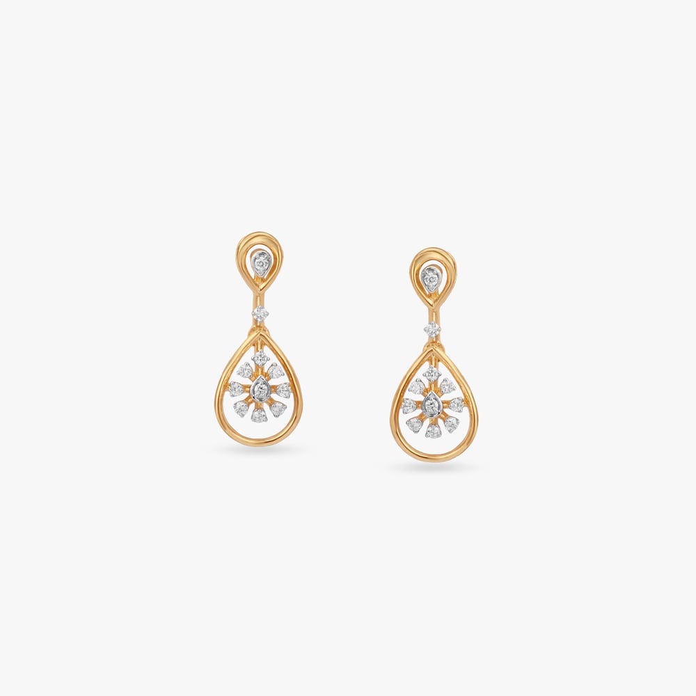 

Floral Halo Diamond Drop Earrings