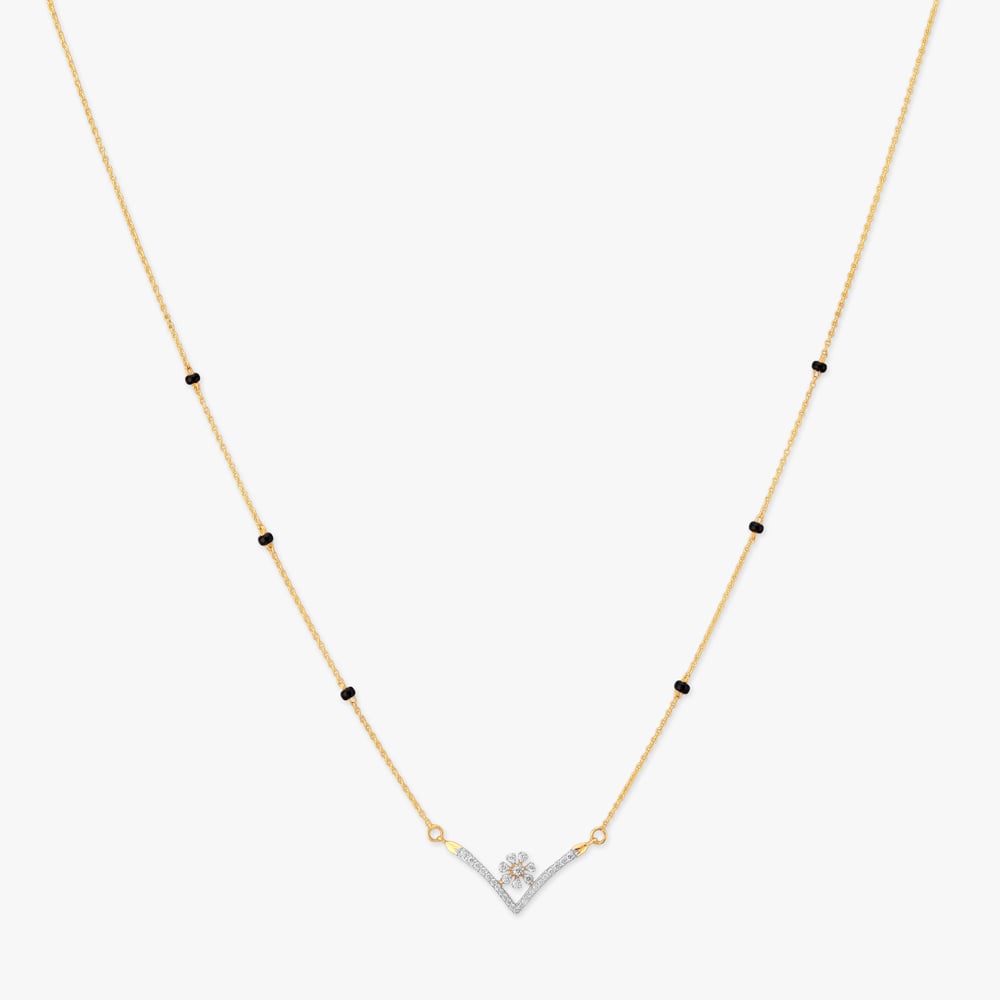 Chevron Bloom Diamond Mangalsutra,,hi-res image number null