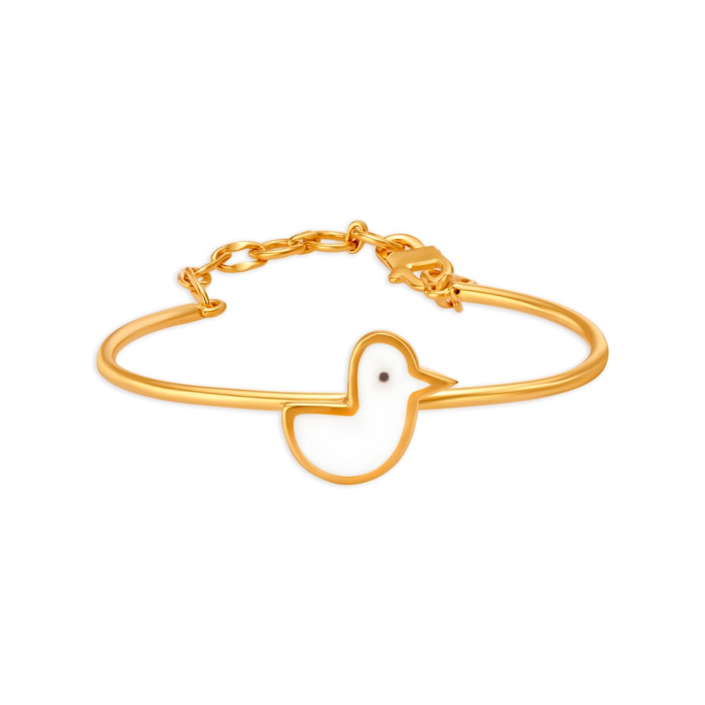 Gold Bangle With Cute Bird Motif For Kids