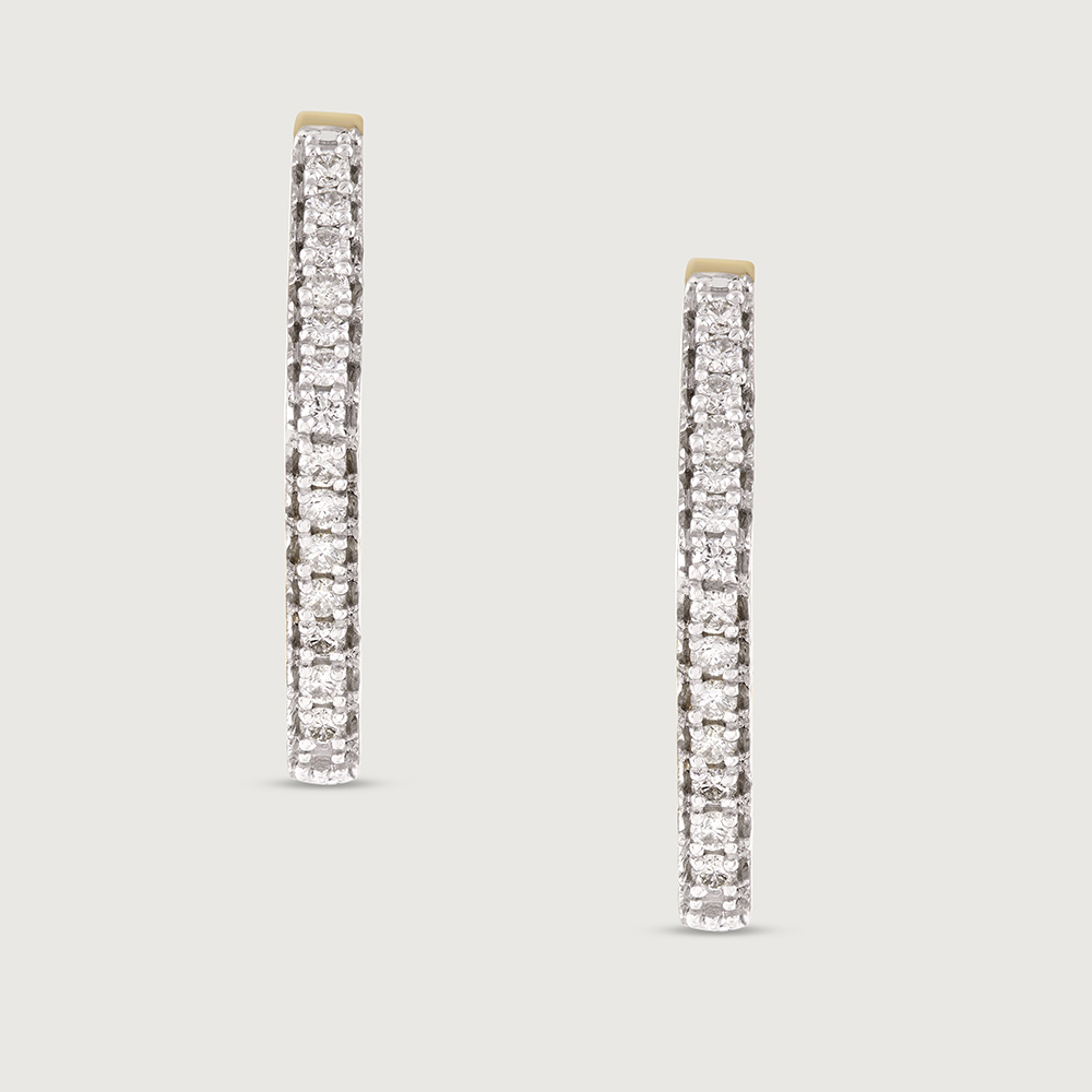 Chic Sleek Gold & Diamond Hoop Earrings,,hi-res image number null
