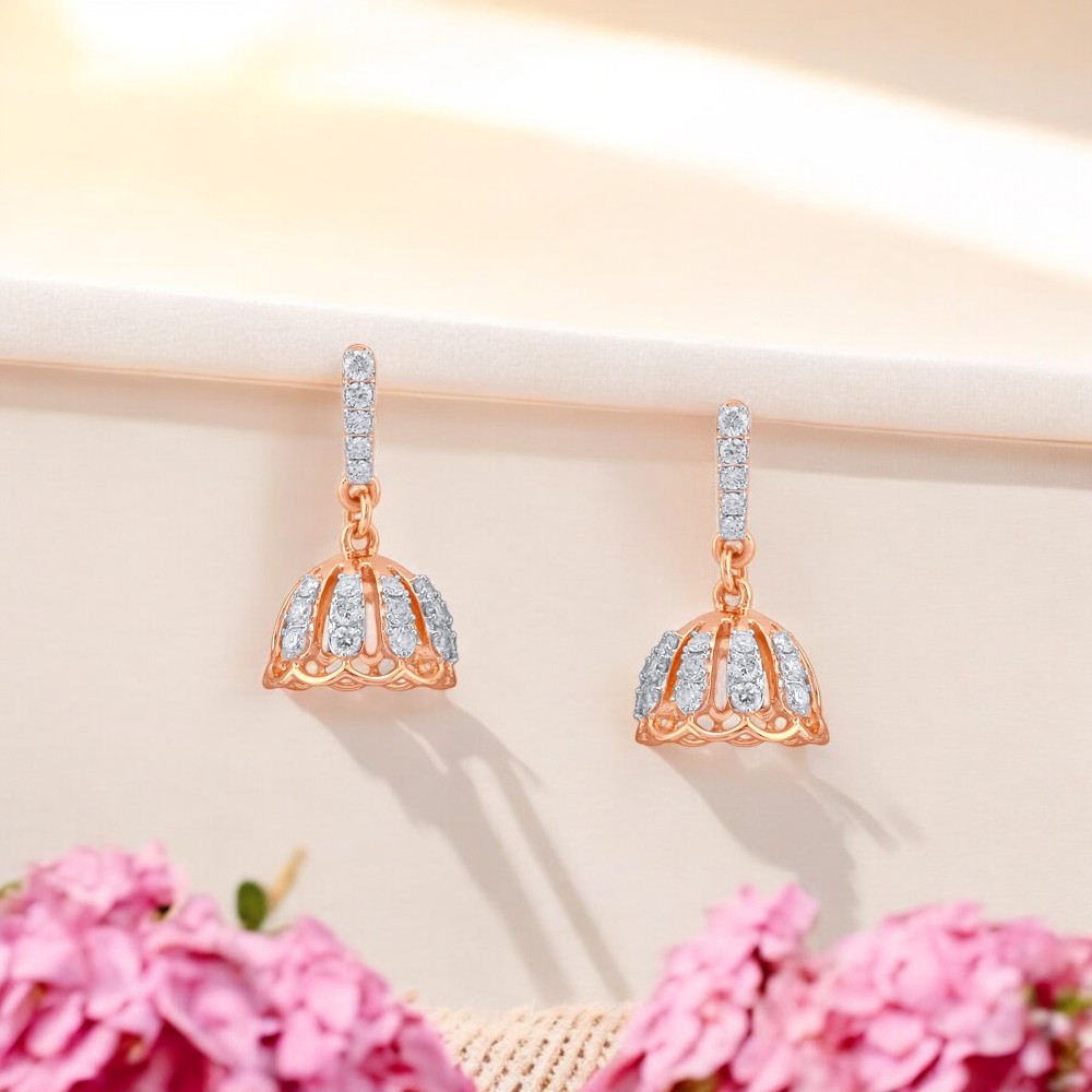 Twinkle Dome Diamond Jhumka Earrings for Kids,,hi-res image number null