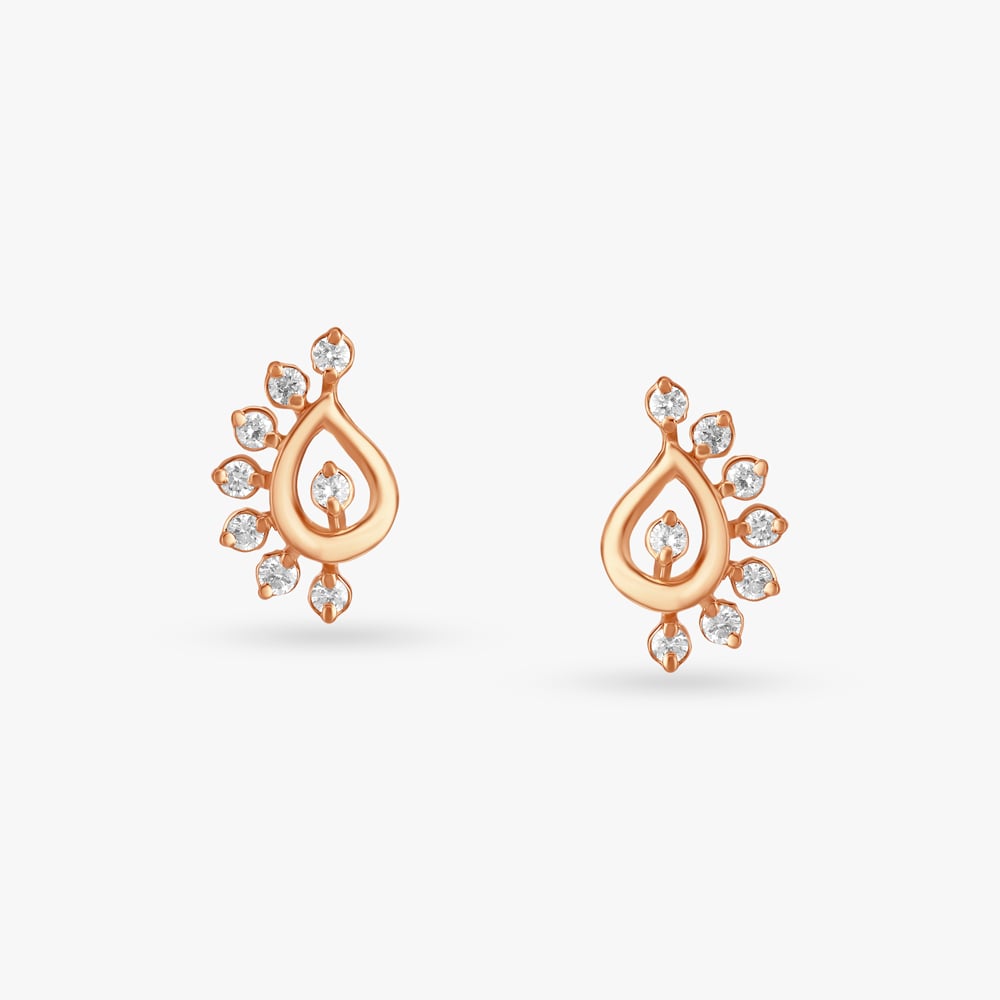 Enchanting Diamond Drop Earrings in White and Rose Gold