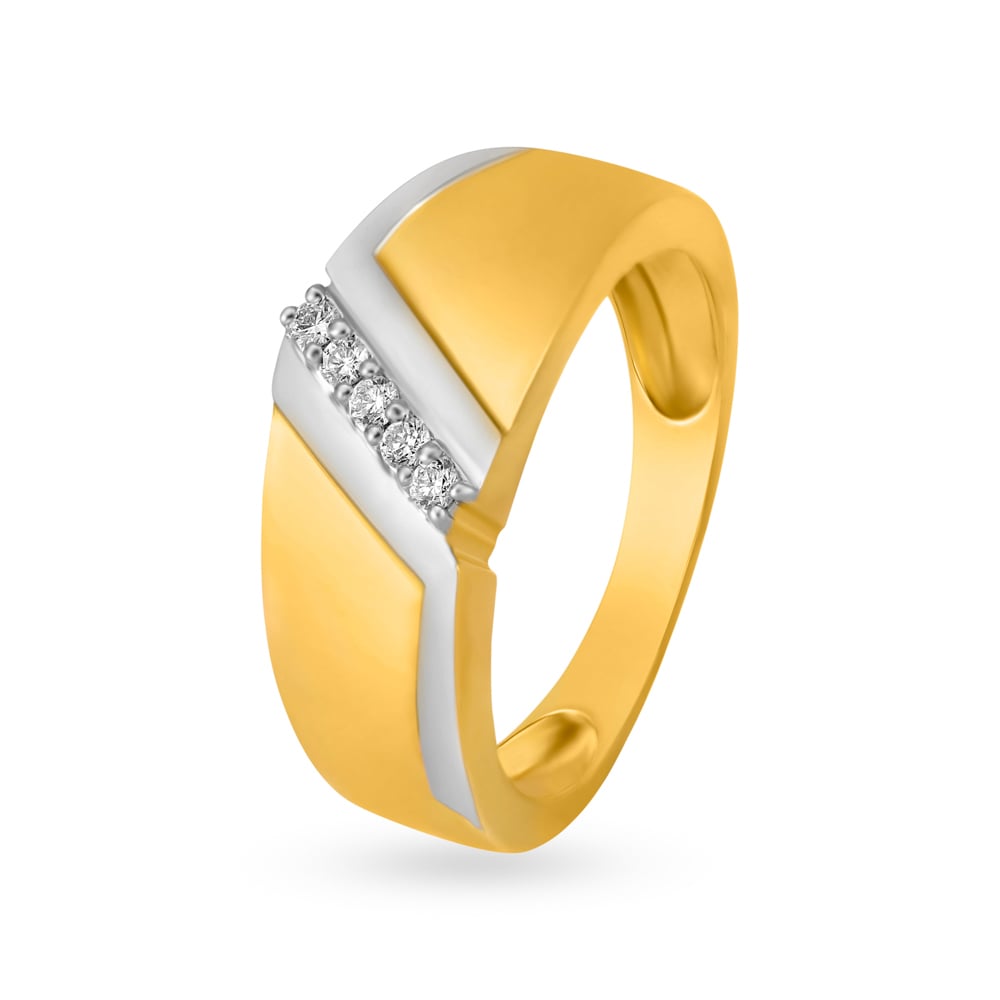 Contemporary Fancy Gold and Diamond Finger Ring for Men