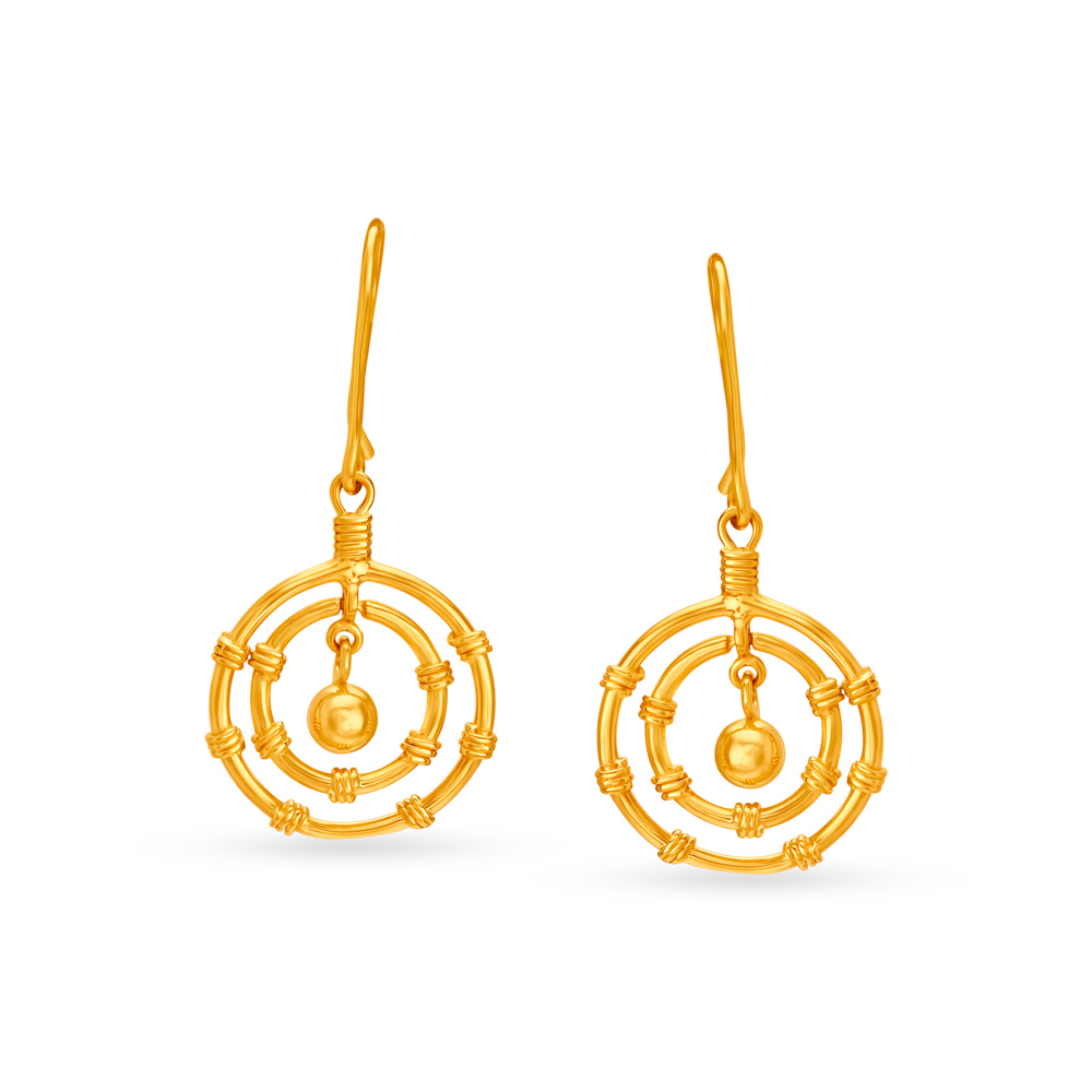 Aesthetic 22 Karat Yellow Gold Ringed Hoops,,hi-res image number null