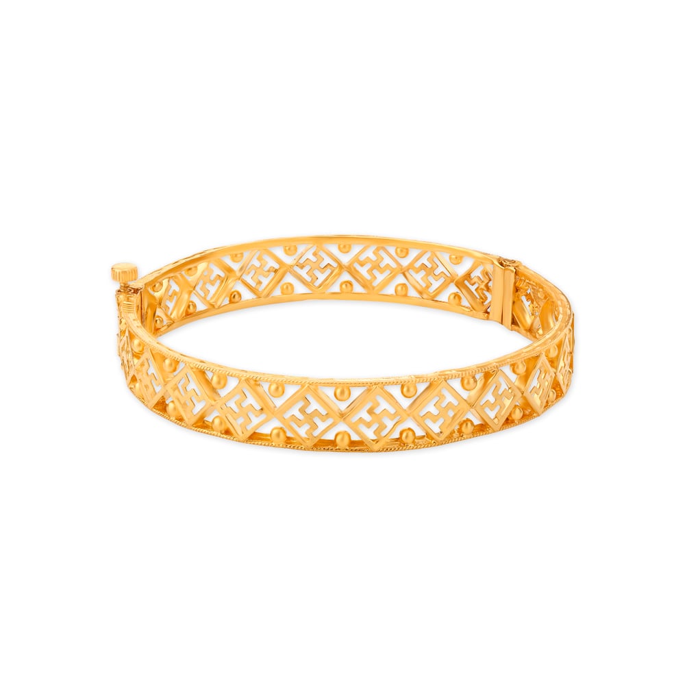 Mesh Swastika Gold Bangle,,hi-res image number null