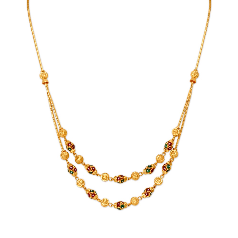 

Coloured Spherical Bead Gold Chain