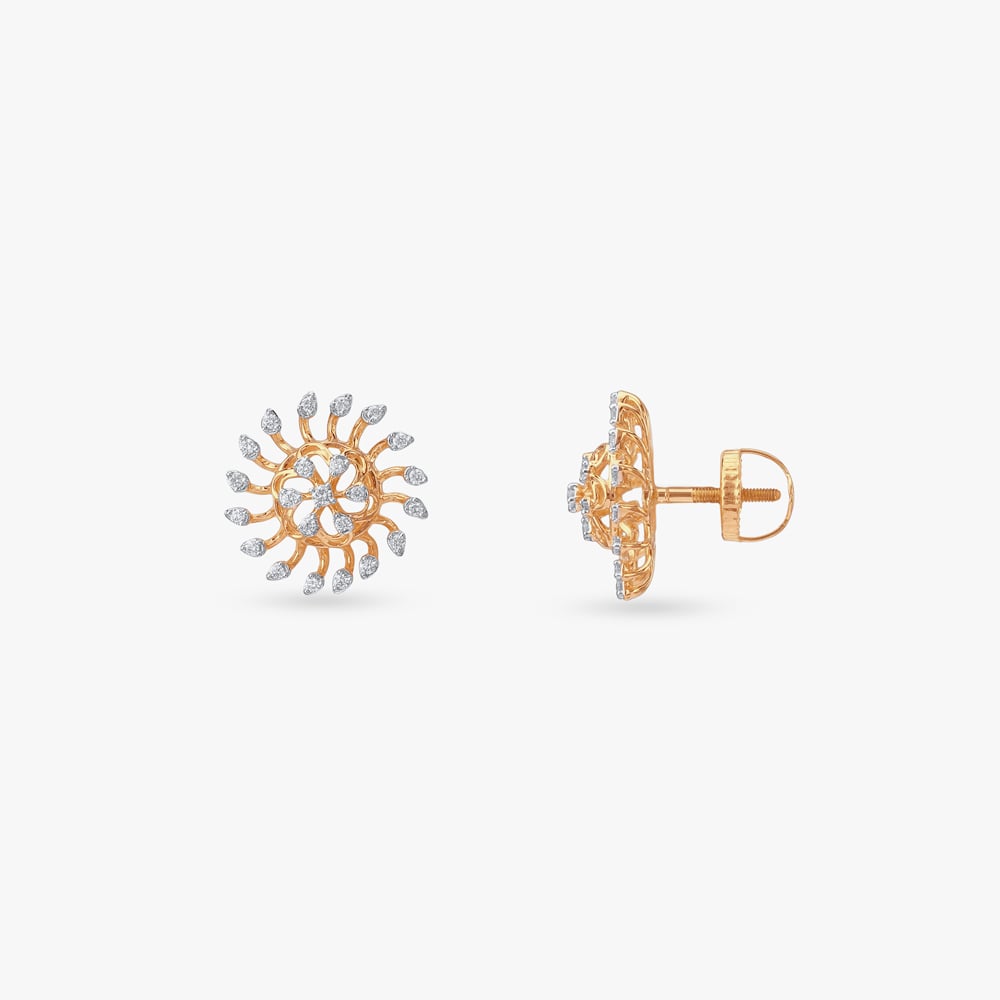 Sunlit Swirl Diamond Stud Earrings,,hi-res image number null