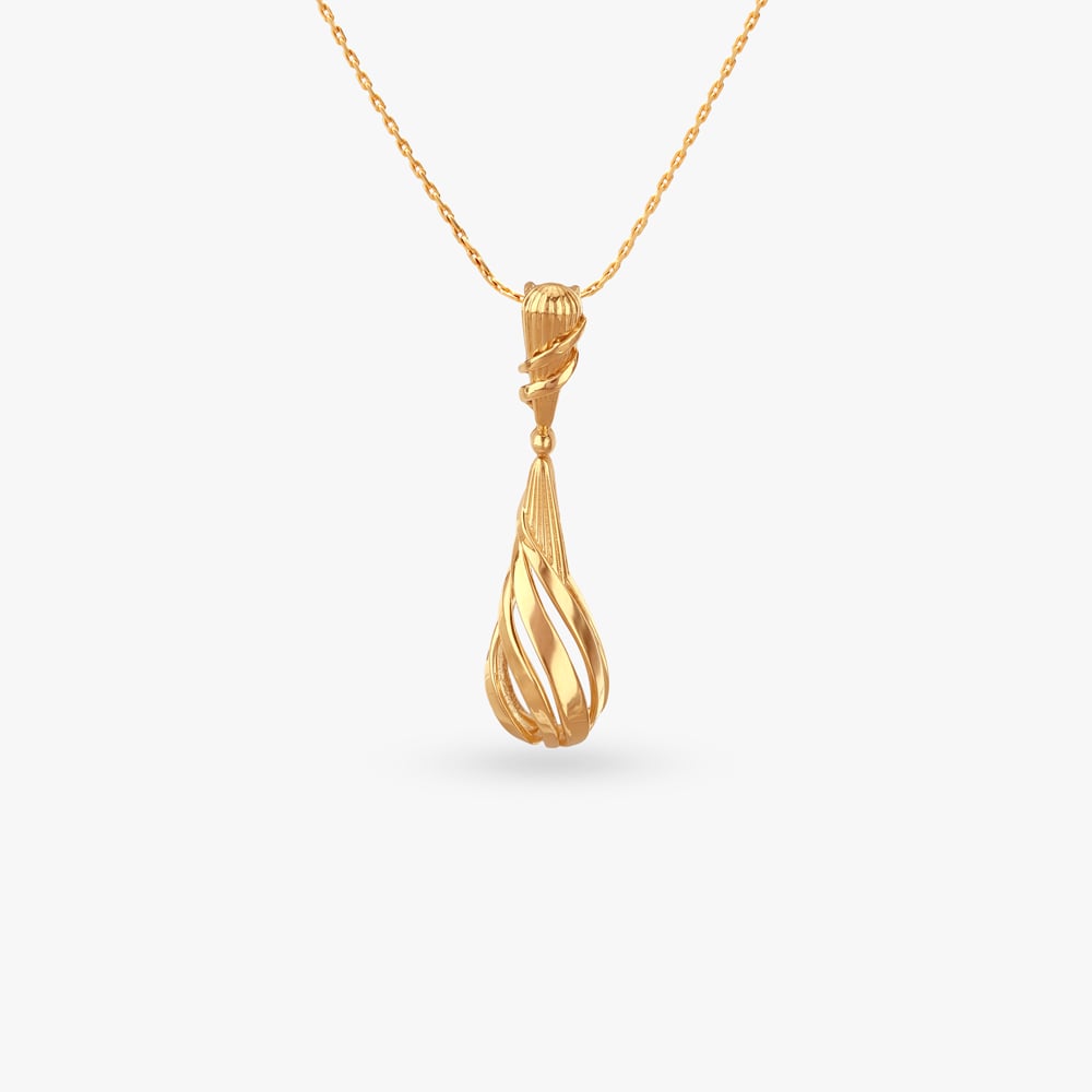 Twisted Gleam Gold Pendant and Earrings Set,,hi-res image number null