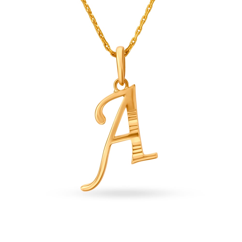 A Letter Glossy Gold Pendant,,hi-res image number null