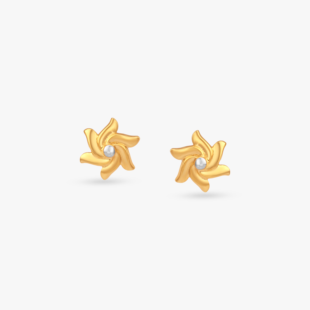 Spiral Bloom Gold Stud Earrings,,hi-res image number null