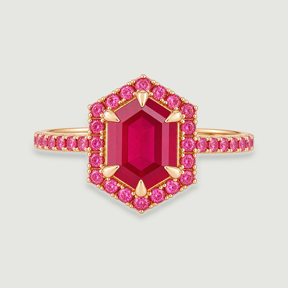 Radiant Red Tourmaline Gold Ring,,hi-res image number null