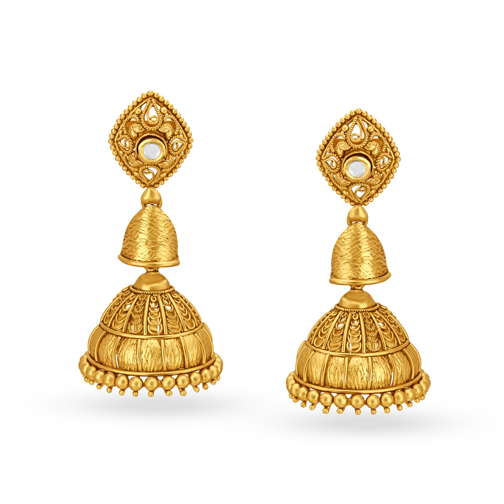 Beguiling Gold Jhumka Earrings,,hi-res image number null