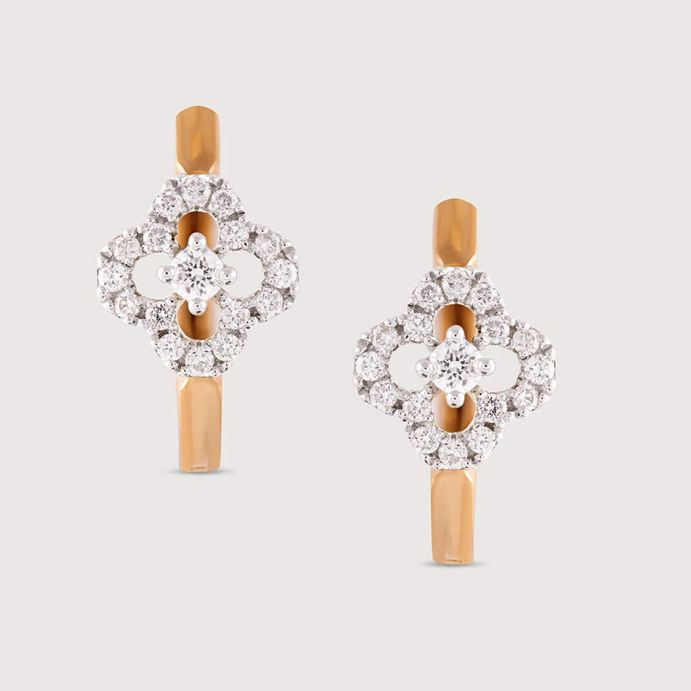 Elegant Radiant Gold & Diamond Hoop Earrings,,hi-res image number null