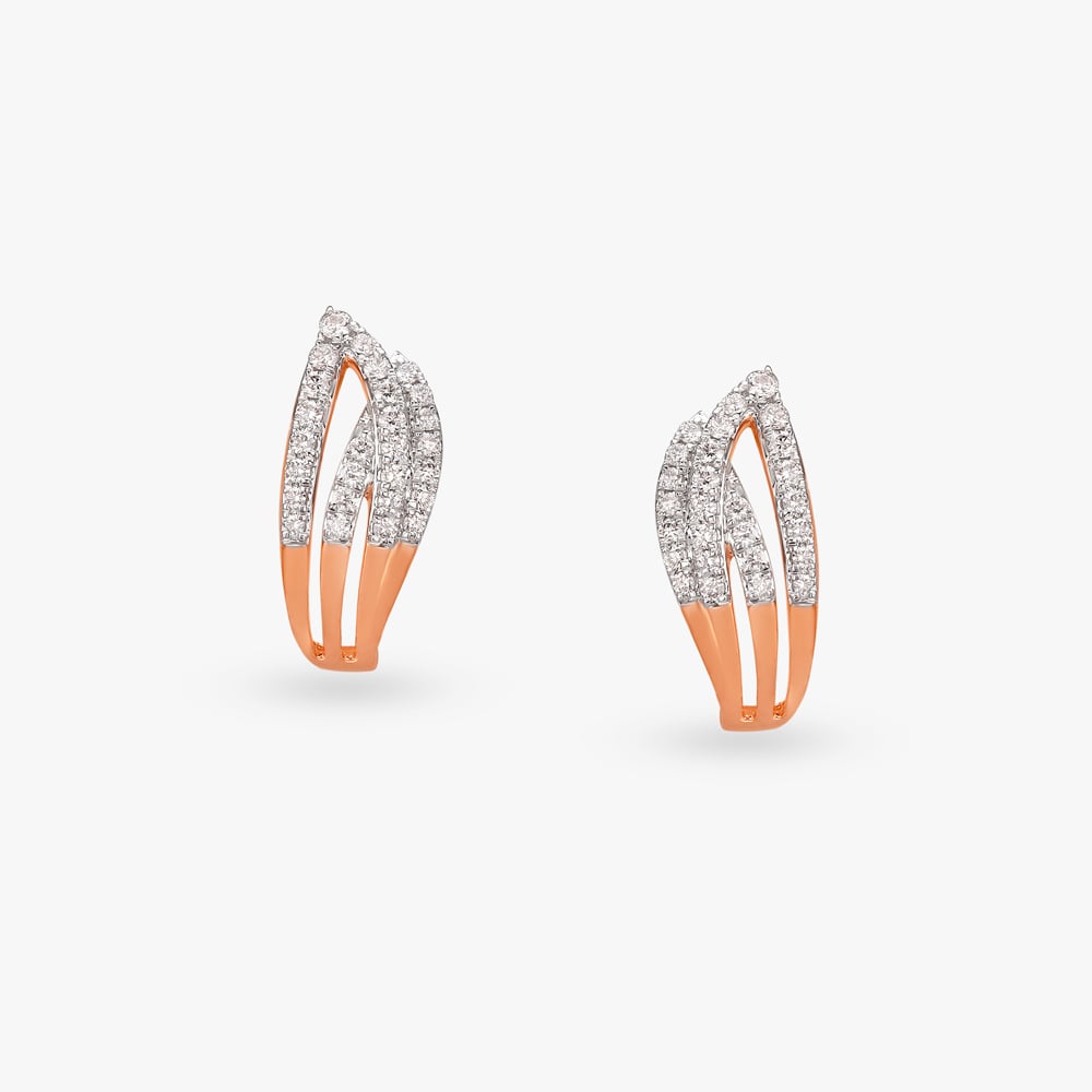 Radiant Leaf Diamond Hoop Earrings,,hi-res image number null