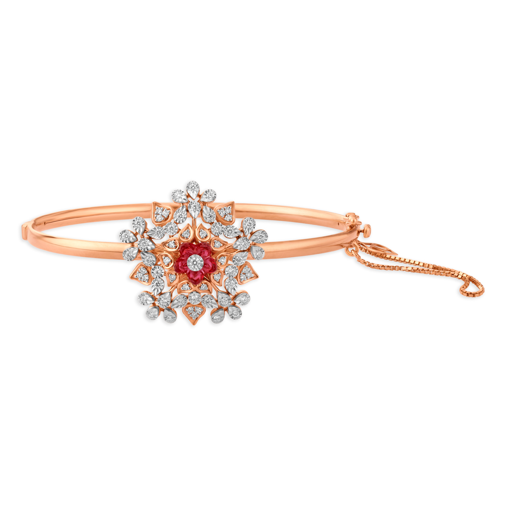 Charming Ruby and Diamond Floral Bangle,,hi-res image number null