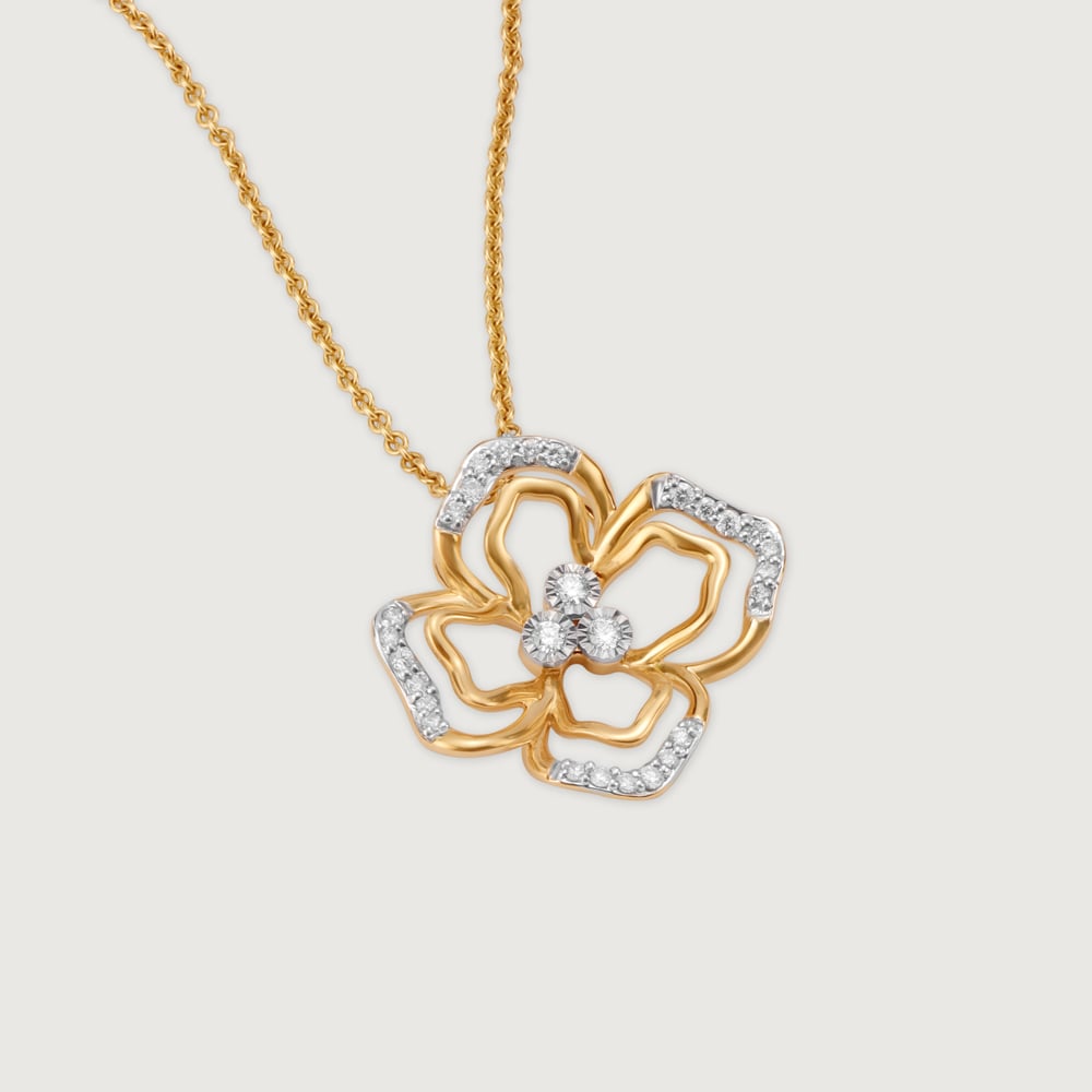 Blooming Radiance 14 Kt Gold & Diamond Pendant,,hi-res image number null