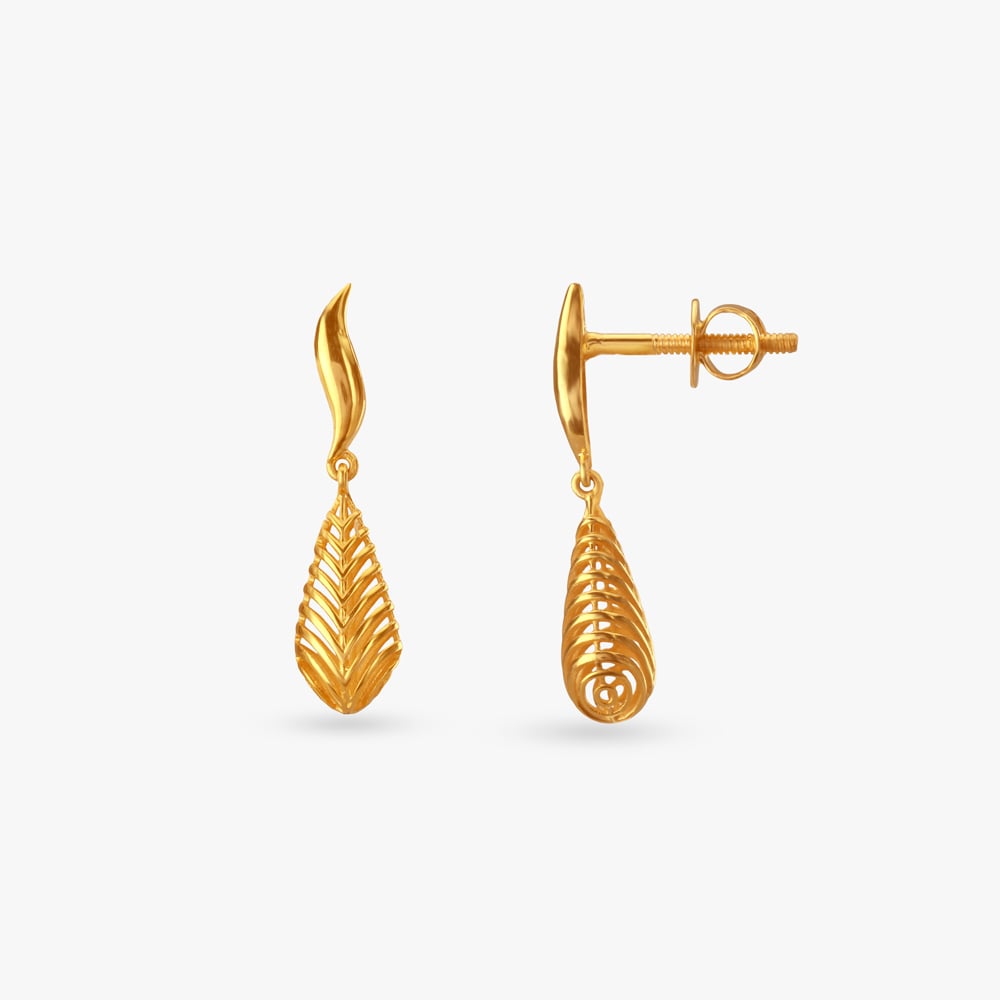 Fern Gold Drop Earrings,,hi-res image number null