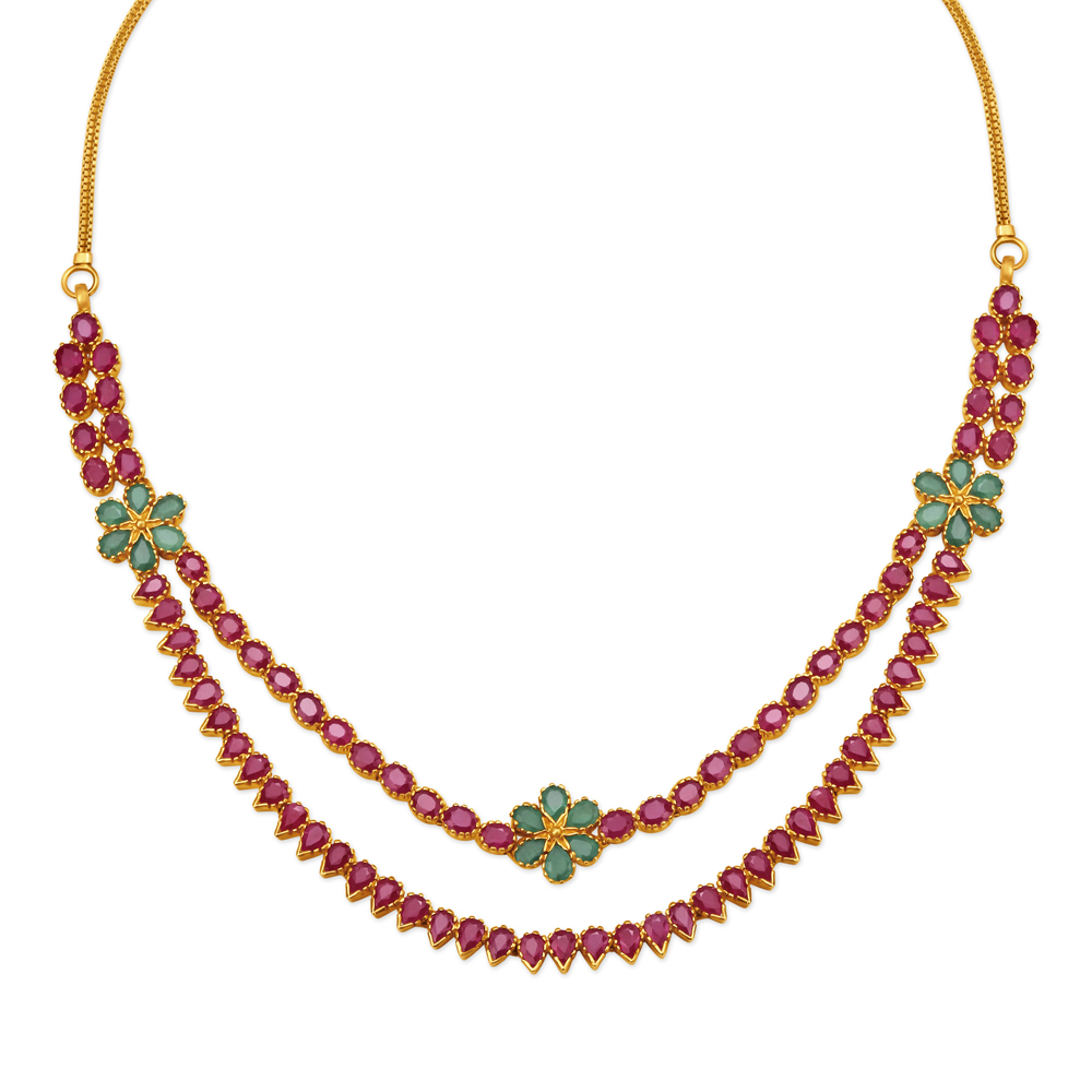 Ruby necklace set tanishq 2025
