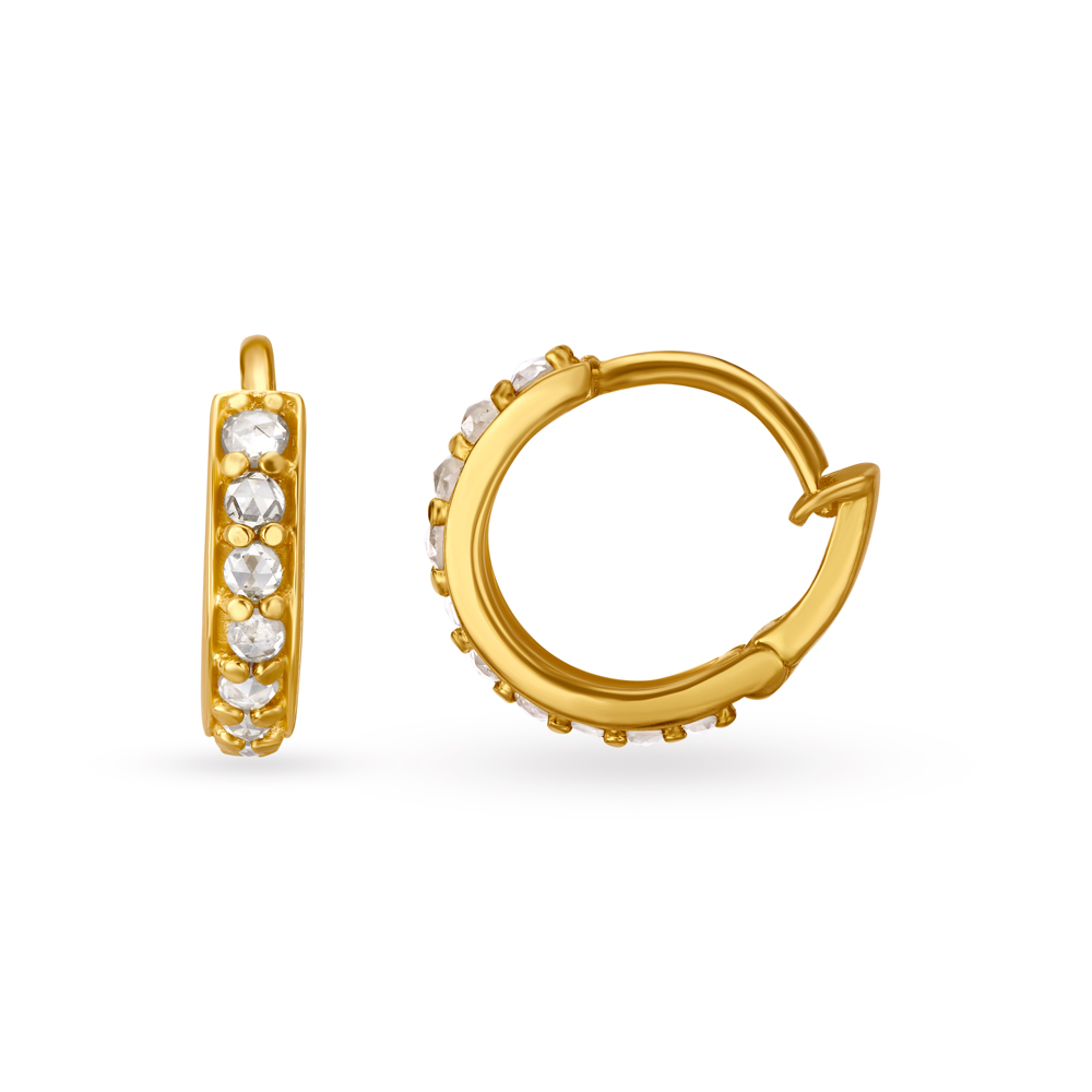 Linear Hoop Earrings with Un-cut Diamonds,,hi-res image number null