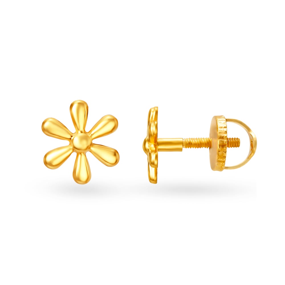 Floral Petite Gold Stud Earrings,,hi-res image number null