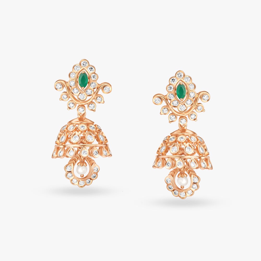 Delicate Dazzle Diamond Jhumkas
