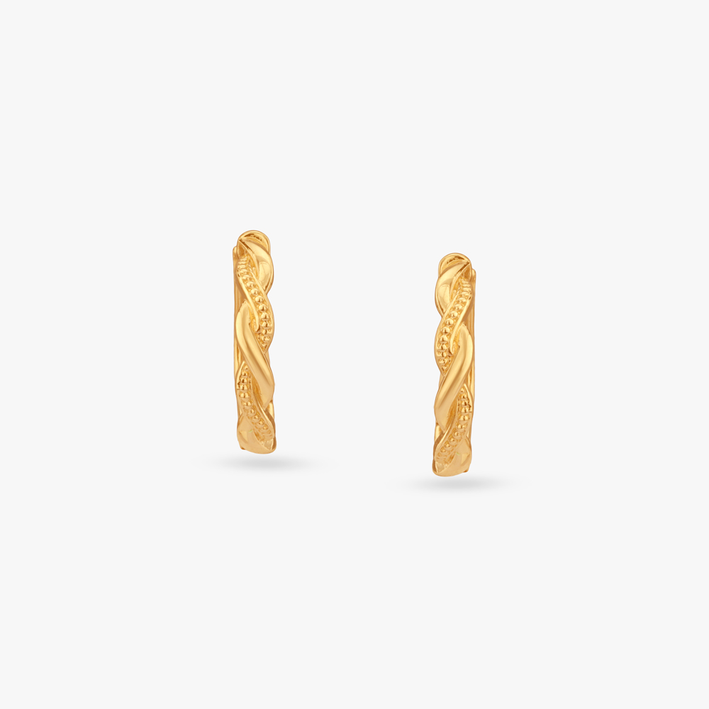 Braided Elegance Gold Hoop Earrings,,hi-res image number null