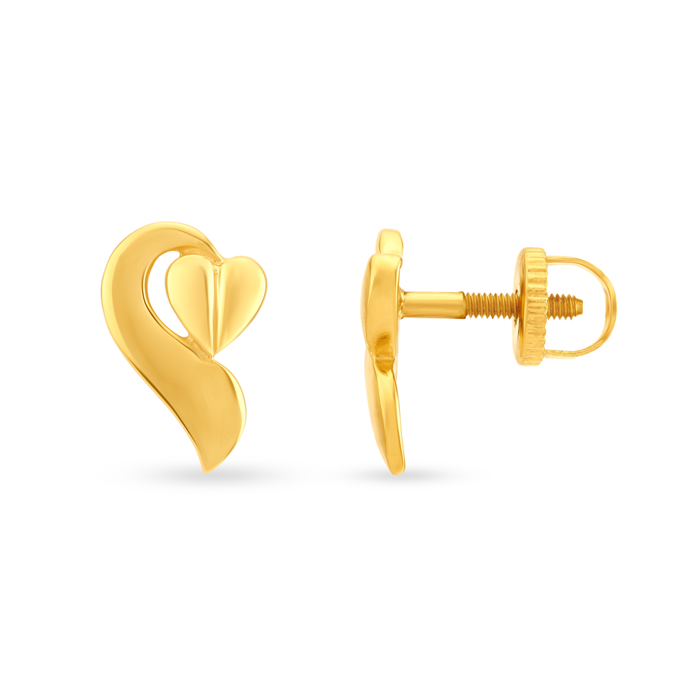 Splendid 22 Karat Yellow Gold Heart Studs,,hi-res image number null