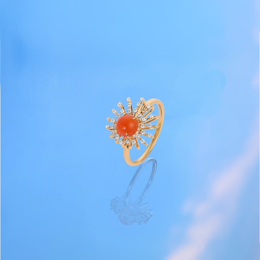 Solar Bloom Carnelian & Diamond Ring,,hi-res image number null