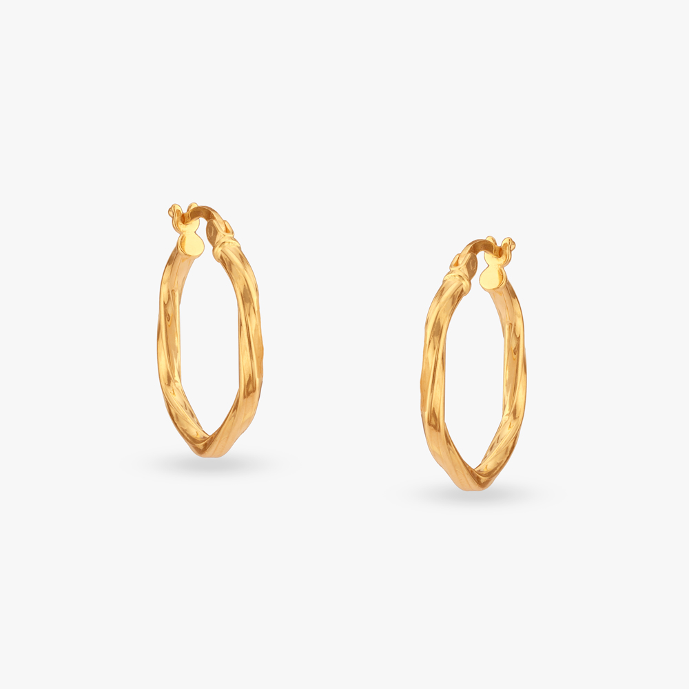 

Ripple Curve Gold Hoop Earrings