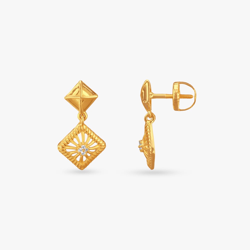 

Pyramid Glow Gold Drop Earrings