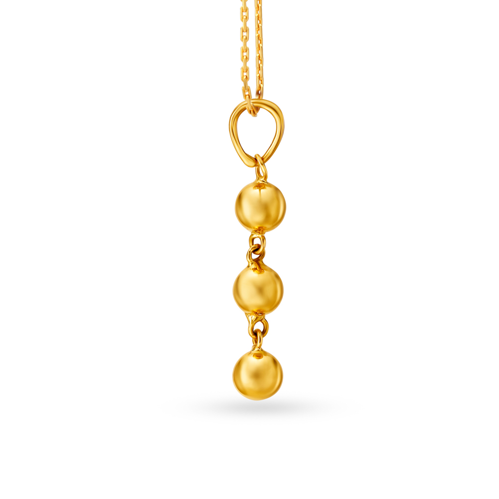 Dainty 22 Karat Yellow Gold Bead Pendant,,hi-res image number null
