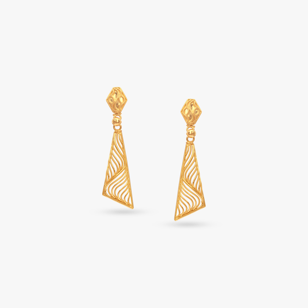 Swirl Cascade Gold Drop Earrings,,hi-res image number null