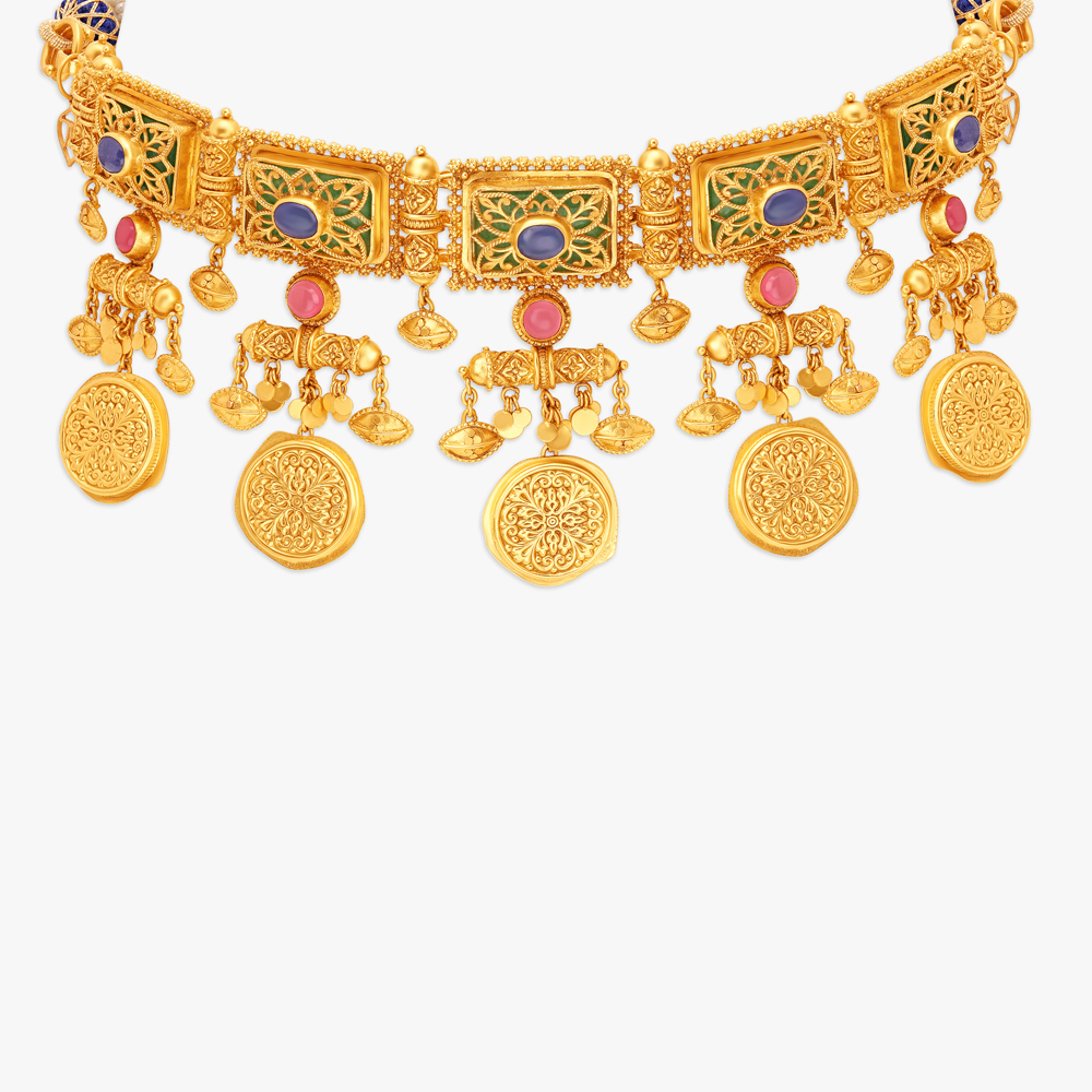 Magnificent Necklace Set with Thappa and Jaali Work,,hi-res image number null