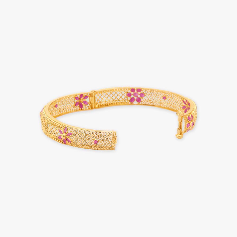 Intricate Ruby Gold Bangles,,hi-res image number null