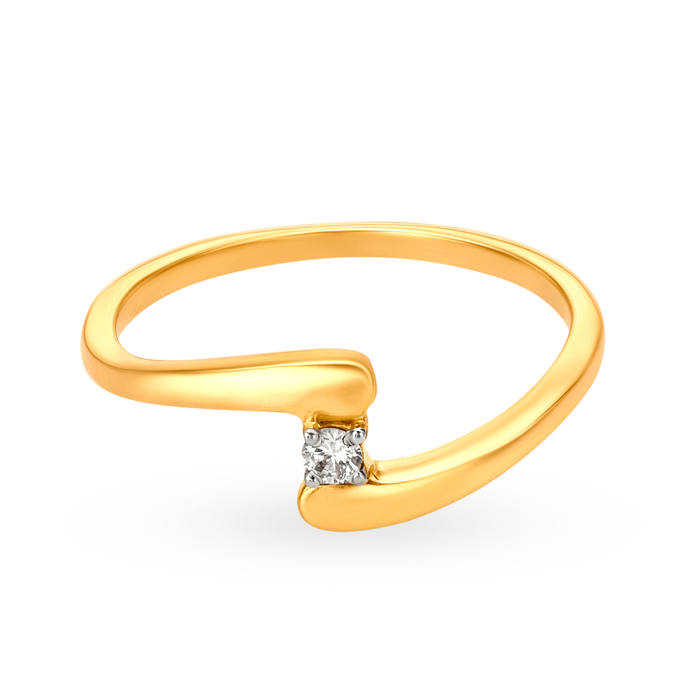 Glimmering 18 Karat Yellow Gold And Diamond Finger Ring,,hi-res image number null