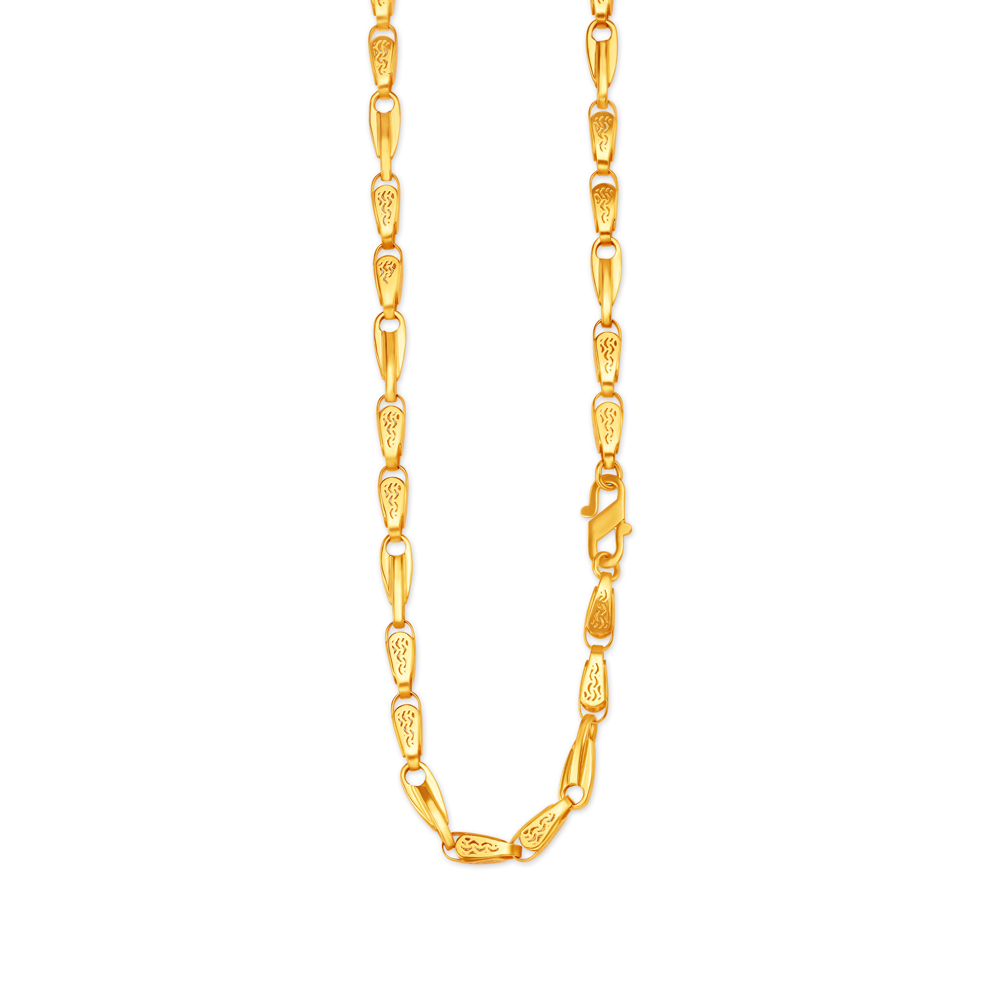 Carved Linked Hollow Gold Chain For Men